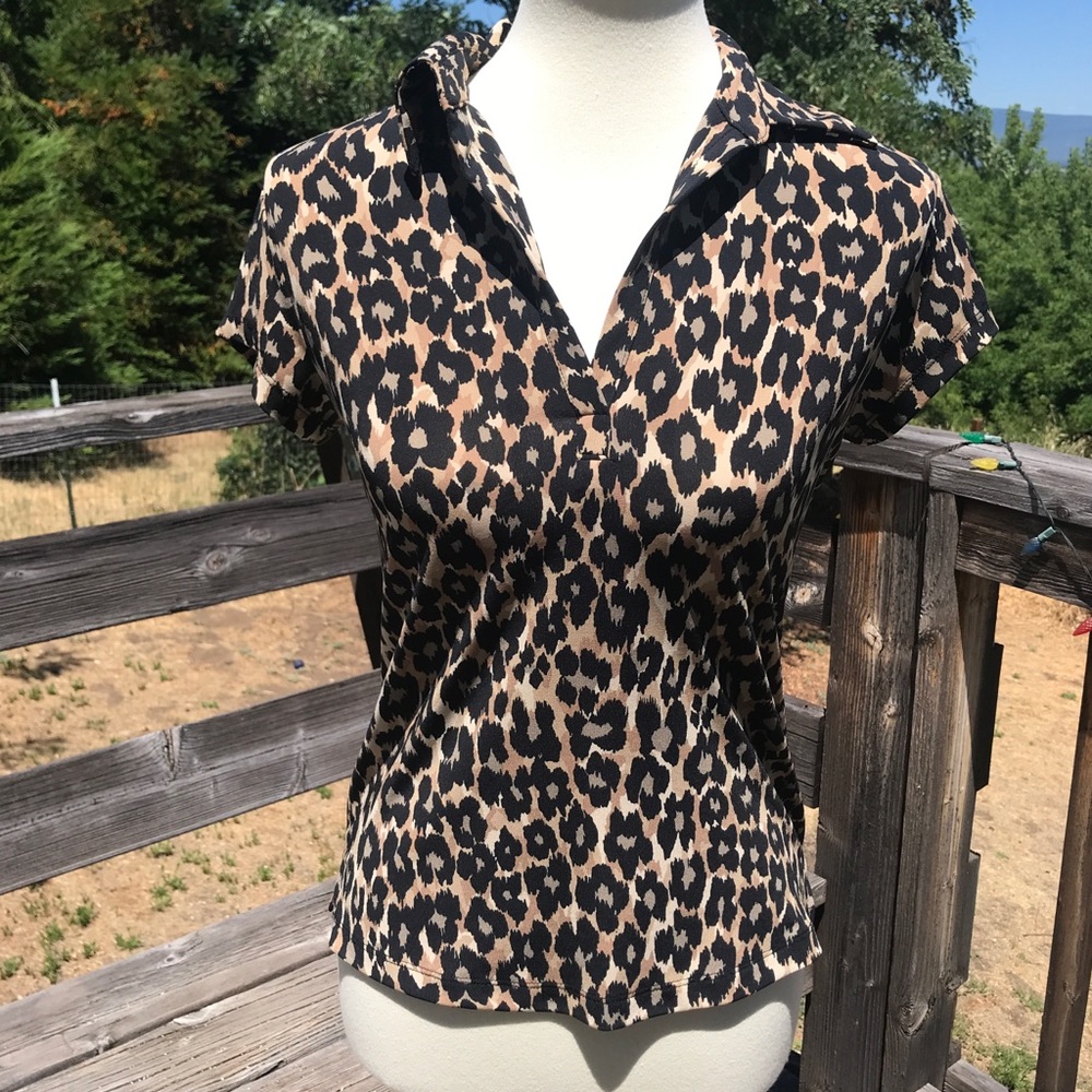 Express Leopard Top-Short Sleeves-Medium